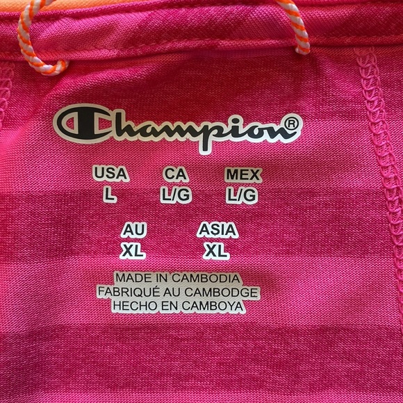 Champion V-Neck Pink Striped Tee Shirt - Picture 2 of 6